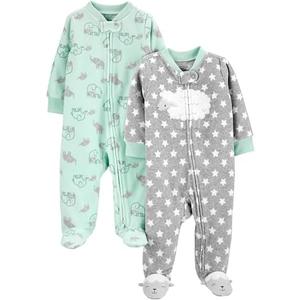 Simple Joys by Carter's unisex-baby 2-pack Neutral Fleece Footed Sleep and Play, 0M