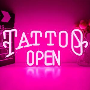 Tattoo Open Neon Sign for Wall Decor Tattoo Led Sign Dimmable Striking Neon Light Up Signs for Business Bar Pub Hotel Man Cave Tattoo Shop Studio