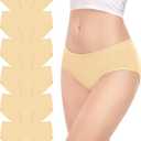 TANSTC Womens Underwear Low Rise Cotton Hipster Panties Soft Stretch Briefs Breathable Ladies Underpants 6 Pack (Beige, M)