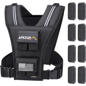 APEXUP Adjustable Weighted Vest Men 20lbs Weights with Reflective Stripe, Weight Vest Woman Workout Vest for Strength Training Running Walking (Black)