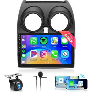 8Core 6+128G Car Stereo for Nissan Rogue Qashqai 2006-2016 𝐰𝐢𝐭𝐡 𝐉-𝐁𝐋 Wireless Carplay Android Auto,9“ IPS Touch Screen,Android/GPS/WiFi/32EQ DSP/59UI/BT5.0/SWC/Backup Camera (Square Hazard)