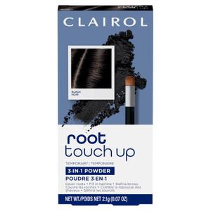 Clairol Root Touch-Up Temporary Concealing Powder, Black Hair Color | Ammonia Free | Instantly Cover Roots + Define Eyebrows | On-the-Go Compact with Mirror and Application Brush | Pack of 1