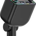 Vitog Retractable Car Charger, Wireless Bluetooth 5.3 FM Transmitter 100W USB C 4 in 1 Fast Car Charger Adapter,iPhone 16 Fast Charging-for iPhone 16 15 14 13 12 Android