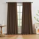 KEQIAOSUOCAI Brown Linen Textured Blackout Curtains 102 Inches Long for Living Room, 100% Light Blocking Curtain Drapes Chocolate Brown 50 by 102 Inch Length 2 Panels Back Tab Rod Pocket