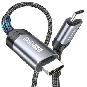 JSAUX USB C to HDMI 2.1 Cable [ 8K@60Hz 4K@240Hz ] 6.6 FT Aluminum Type C to HDMI Ultra High-Speed Braided Cord [Thunderbolt 4/3] Support 48Gbps/HDR/HDCP 2.3 Compatible with Laptop, Tablet, Galaxy S24, Set of 6