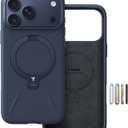 TORRAS Q3 Silicone 360 Spin for iPhone 17 Pro Case with Stand, Fit for MagSafe, Magnetic Ring Kickstand with Camera Control, Liquid Silicone Rubber Soft Phone Case for iPhone 17 Pro 6.3'', Deep Blue