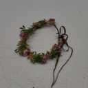 Women Girls Flower Crown - Golden Green Leaves Red Flower Headband Renaissance Floral Headpiece Hair Wreath for Bridal Maternity Vacation Party Festival Photo Prop