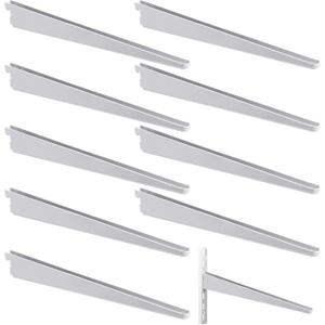 Yalikop 10 Pack Adjustable Shelf Brackets for Double Track System Closet Organization Heavy Duty Wire Shelf Brackets(White,14.5 Inch)