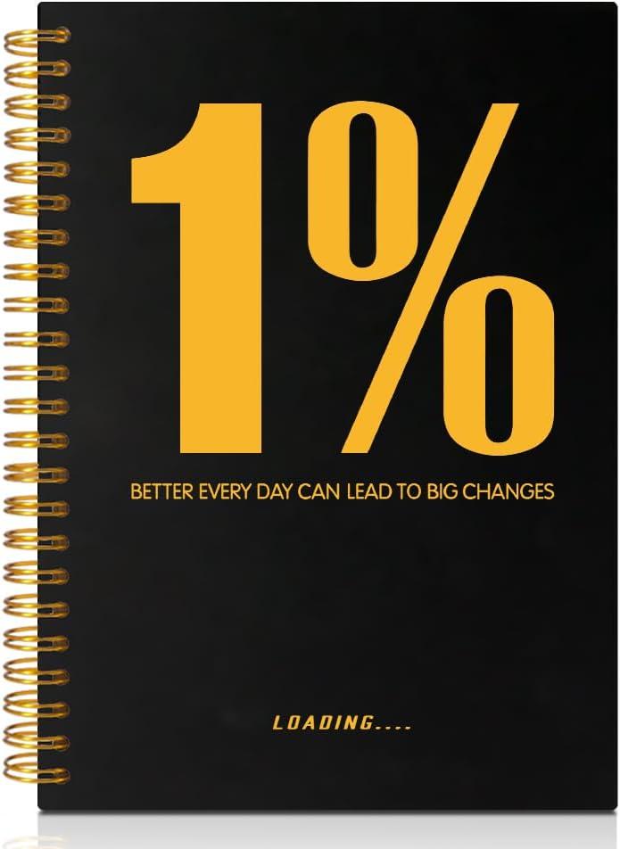 1% Better Every Day Can Lead to Big Changes 160 Blank Pages Spiral Notebook, Self Improvement Planner, Womens Empowerment Gifts for Boss Leader Supervisor Mentor Coworker Friend BFF