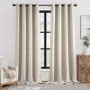 jinchan Greyish Beige Room Darkening Linen Textured Curtain 108 Inch Long 1 Panel for Living Room, Thermal Insulated Grommet Top Window Drape for Bedroom, 52" Wide x 108" Long, Greige 