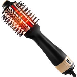 HIPPIH Infrared Blow Dryer Brush - 4 in 1 Hair Dryer Brush for Anti-frizz Drying & Styling, Negative Ionic Women Blowout Hot-Air Hair Brushes with Oval Barrel for Smooth, Salon-Style Volume
