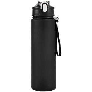 Water Bottle， with Drinking Time Reminder and Straw, Suitable for The Office, Gym and Outdoor Activities (Black)