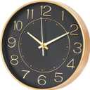 HZDHCLH Modern Wall Clocks Battery Operated,10 inch Black and Gold Clock for Wall,Silent Small Wall Clock for Living Room Bedroom Kitchen Office Nursery Decor