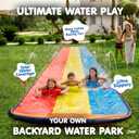 JAMBO Premium Triple Water Slide with 3 Bodyboards, 20Ft Heavy Duty Slip Splash and Slides-Advanced 3-Way Sprinkler System, Splash Pad Mat Backyard Summer Outdoor Water Toys n Long Slides for Kids