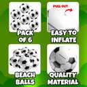 Inflatable Soccer Beach Balls (6 Pack) - 16-Inch Durable PVC Blow Up Beach Balls for Kids, Easy to Inflate, Summer Pool Float, Soccer Party Favors, Sports Theme Decorations, Giveaways & Outdoor Toys