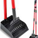 MXF Pooper Scooper, Dog Pooper Scooper Long Handle Stainless Metal Tray and Rake Set for Medium Small Dogs Heavy Duty - Use on Grass, Dirt or Gravel - Red