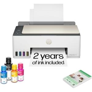 HP Smart Tank 5103 Wireless All-in-One Ink Tank Printer, Scanner,2 Years of Ink, 100 Sheets of Photo Paper Included, Cartridge-Free, Refillable, AI-Enabled (5D1B2A)
