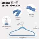 HOUSE DAY Premium Velvet Hangers 50 Pack Blue, Non-Slip Flocked Felt Hangers, Sturdy Clothes Hanger with 360 Rotatable Hook, Heavy Duty Durable Slim Coat Hanger for Closet Space Saving (Tranquil Blue/ Silver)