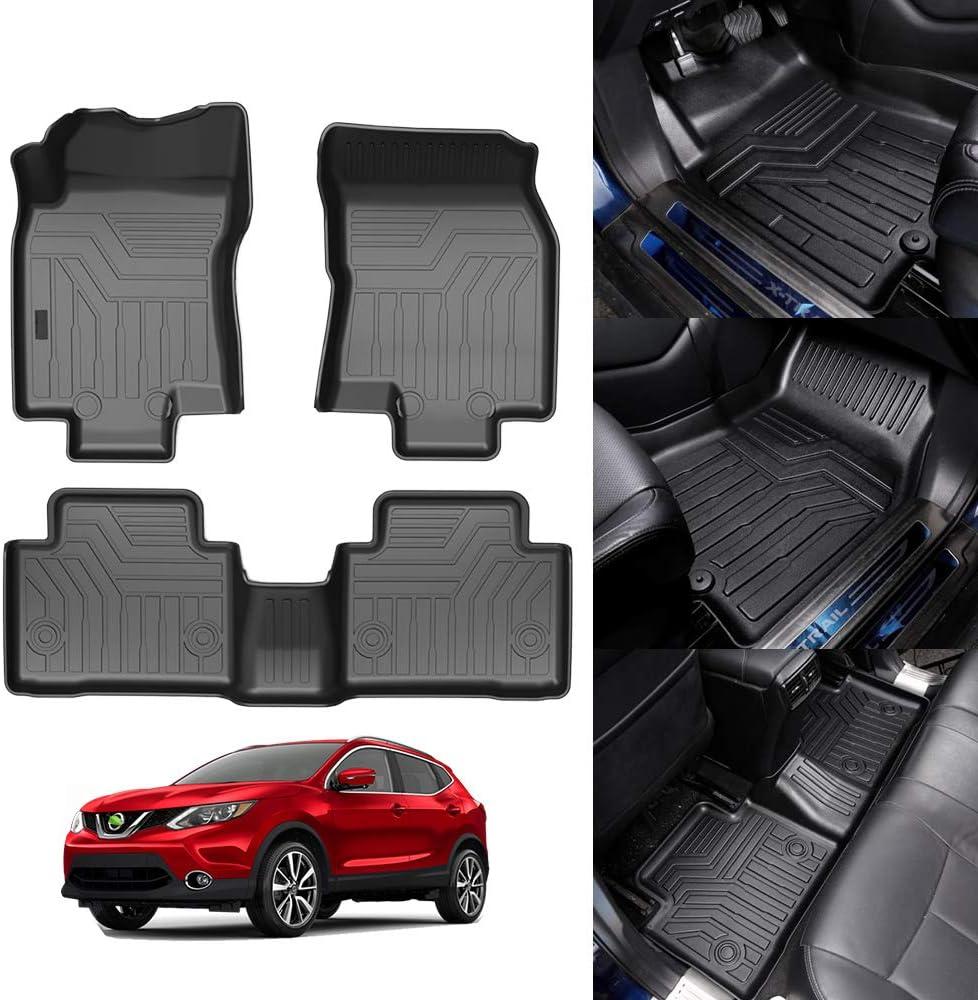 KUST Floor Mats for 2014-2020 Nissan Rogue Accessories, All Weather Car Mats Front Rear 2 Rows Liners TPE Rubber Raised Edge (Not for Sport and Select)