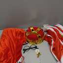 Tisancy 6 Pcs Lord Queen Costume Set Red Emperor and Queen Cape Robe Crown Scepter Medieval Adult Cosplay Costume Set(Classic Style)