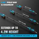 2-in-1 Cordless 8 Inch Pole Saw for Tree Trimming, 4.2M Extended Reach Electric Pole Saw with 180 Adjustable Head, Brushless Motor, 24.0Ah High-Capacity Batteries & Extra Chain