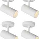Aisilan 4 Pack 9W LED Modern Directional Dimmable Spotlight Indoor, Adjustable Angle Anti-Glare Wired Ceiling Spot Light Lamp for Living Room, Picture, Panting Accent Lighting, Warm Light, White