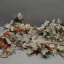 DearHouse 2 Pack Fall Maple Leaf Vine, 5.9Ft/Piece Hanging Garland White Autumn Foliage Thanksgiving Decor for Home Wedding Fireplace Party Christmas (White & Orange)