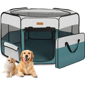 Dog Playpen, Portable Pet Play Pen for Cat, Puppies, Rabbits, Chickens, Foldable Large-Capacity Pet Tent for Indoor/Outdoor Travel Camping Blue