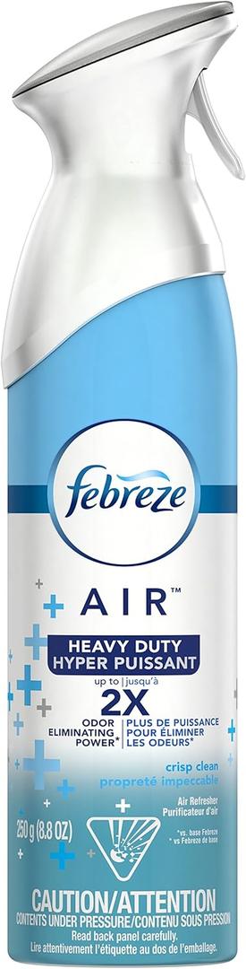4 x Febreze Air Mist Air Freshener Spray, Odor-Fighting Room Spray, Air Fresheners for Home and Bathroom and Kitchen, Aerosol Can, Heavy Duty Crisp Clean Scent, 8.8oz, 1 Count