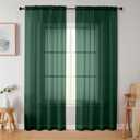 Hunter Green Sheer Curtains 84 Inches Long 2 Panels, Soft Airy Light Filtering Curtains for Bedroom Living Room, Rod Pocket Privacy Drapes Window Treatments, Hunter Green, Total Wide 84 Inch