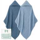 Looxii Baby Bath Towels 2 Pack Muslin Hooded Baby Towels for Newborn and Infants, 100% Cotton, Large 32x32Inch, Soft and Absorbent