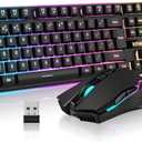 RedThunder K10 Wireless Gaming Keyboard and Mouse Combo, LED Backlit Rechargeable 3800mAh Battery, Mechanical Feel Anti-ghosting Keyboard + 7D 3200DPI Mice for PC Gamer (Black)