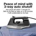 Proctor Silex Steam Iron for Clothes with Durable Stainless Steel Soleplate, 1500 Watts, 8 Retractable Cord, 3-Way Auto Shutoff, Anti-Drip, Gray and Black (14250)
