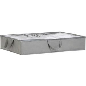 Amazon Basics Under Bed Storage Bags for Clothes, Blankets and Linens, Foldable Fabric Containers with Clear Window and Handles, 30.2" x 20" x 5.7", Gray, 2-Pack