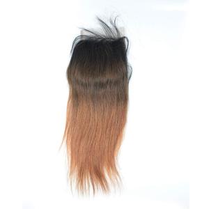 4X4 inch Free Part Top Closure 10 Inch 1B/4/30 Ombre Pre Plucked Lace Closure Human Hair Straight Brazilian Virgin Hair Pieces (1B/4/30 Ombre 4X4 Lace Closure)