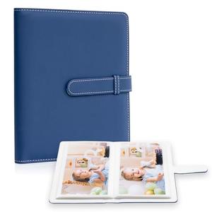 Photo Album 4x6 Photos - 68 Pockets Small Mini Capacity Premium Vegan Leather Cover Case, Portable Wallet Photo Book for Boys Girls Birthday Wedding (Dark Blue)