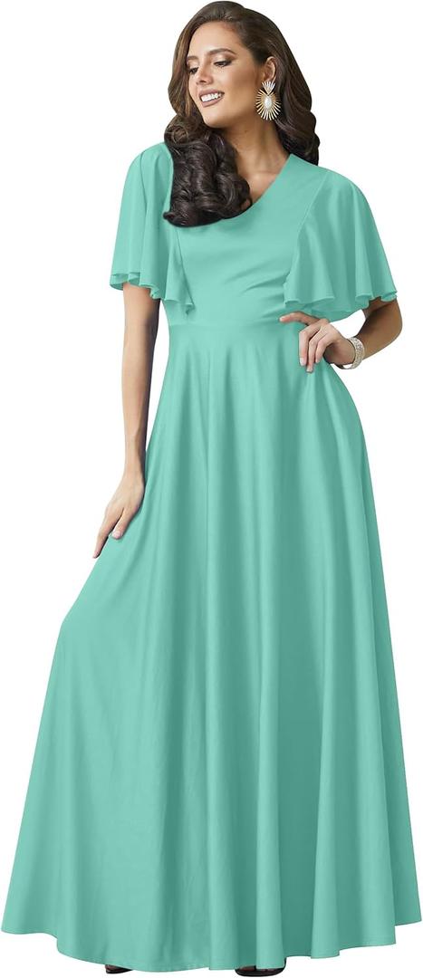 KOH KOH Womens 2025 Long Elegant Bridesmaid Evening Cocktail Modest Maxi Dress (Light Mint Green), Size: 2XL