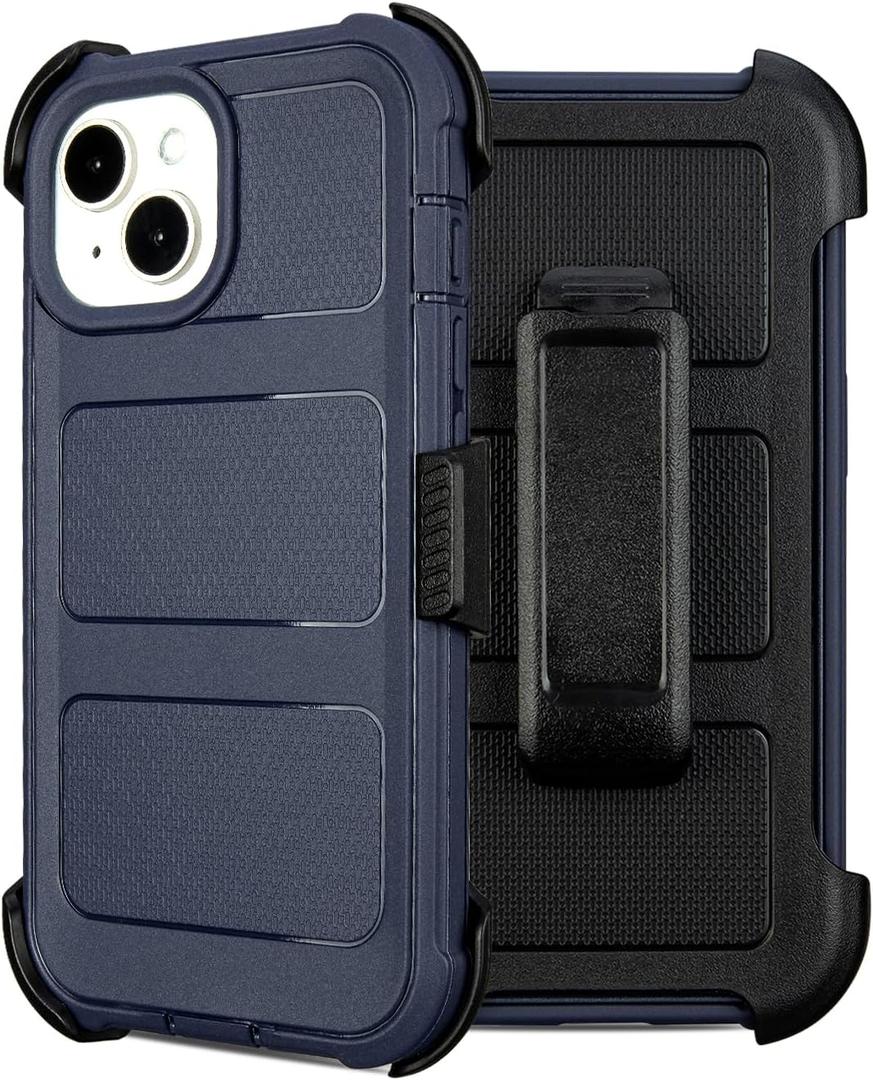 Saiboro for iPhone 14 Belt Clip Case Holster with Stand,for iPhone 14 Defender Case Anti-Drop,2 Layers of Sturdy for iPhone Case14,for Protective iPhone14Case Defender Belt Blue