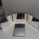 HIEEY 3 Way Mirror for Hair Cutting,360 Trifold Mirror with Height Adjustable Telescoping Hooks,and 5X Magnification,for Makeup, Hair Styling (Black)