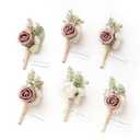 Ling's moment Boutonniere for Men, 6pcs Groom Groomsmen Boutonniere, Artificial Flowers for Wedding Decor/Prom/Homecoming, etc.Pink Dusty Rose