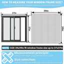 Magnetic Window Screen, Adjustable DIY 39x39in Window Screen Replacement, White Frame Gray Fiberglass Mesh, No Drilling Easy Cut-to-Fit for Sliding/Swing/Top-Hung, Fits Wood/Iron/PVC Frames