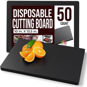 Disposable Cutting Boards for Kitchen 50 Count Black Cutting Board 10 Inch X 13.5 Inch Flexible Cutting Boards For Kitchen ~ Patent Pending ~ Recyclable Disposable Cutting Board Sheets By Crown (Medium 50 Count)