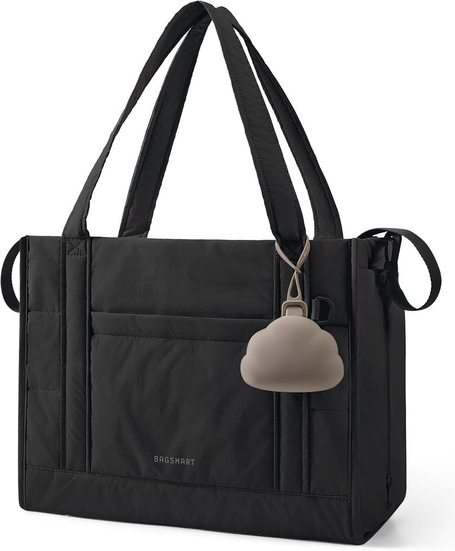BAGSMART Diaper Bag Tote Puffer, Hospital Bag for Labor Delivery with Pacifier Case, Lightweight Baby Bag for Travel, Work | Multifunctional, Insulated Pockets, Water Resistance