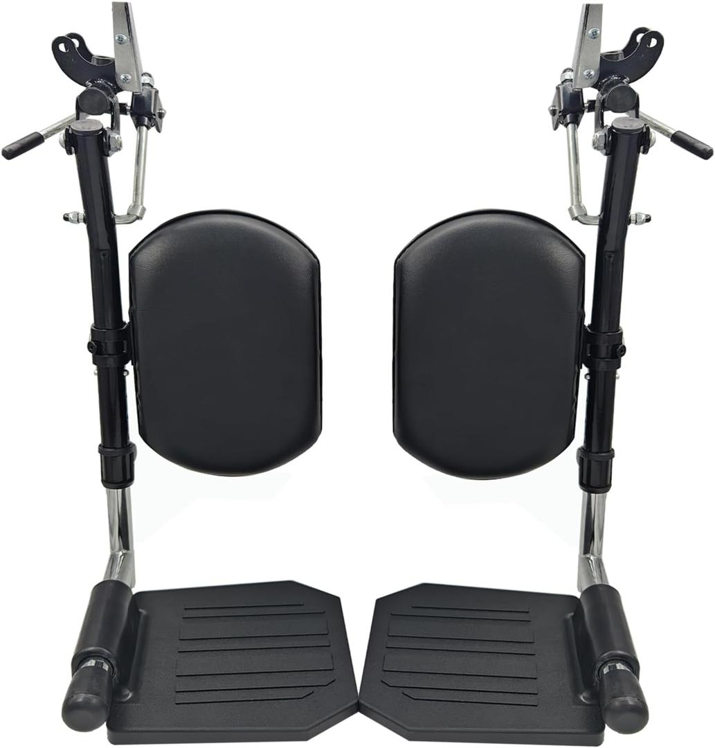 Wheelchair Elevating Legrests Wheelchair Legrest Assembly Padded Calf Pads Universal Wheelchair Replacement Parts Black 1 Pair (Black+Leg pad)