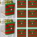 Newwiee 8 Pcs Christmas Chair Back Covers Set Santa Hat Chair Covers Set Christmas Green Red Slipcovers Xmas Back Cover for Home, Kitchen, Dining Room Decor, 23.6 x 19.6 Inch