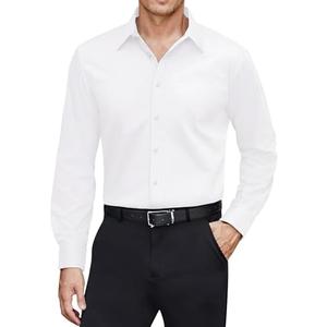 J.VER Men's Dress Shirts Stretch Stain Shield Long Sleeve Solid Formal Shirt Business Casual Button Down Shirts, Size M