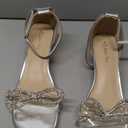 DREAM PAIRS Girls Sandals Ankle Strap Square Toe Low Heel Bow Flower Dress Shoes (1 Little Kid, Champagne-rhinestone)