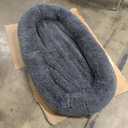 Human Dog Bed, 71''x45''x12'' Size Fits You and Pets, Washable Faux Fur Pet Bed for People Doze Off, Napping Orthopedic Dog Bed, Present Plump Pillow, Blanket, Strap - Dark Grey