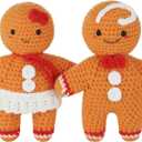 2 Pcs Gingerbread Man Crochet Christmas Doll Gifts 6 Inch Gingerbread Man Ornaments Hanging or Table Decorations Christmas Ginger Bread Gifts for Friends Family Office Xmas Tree Party Favors