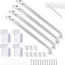 16inch Support Brackets for Wire Shelving Set, 4 Pcs Wire Shelf Brackets with 8 Wire Shelf Hooks and 4 End Bracket for Installation Wire Shelving Support Closet Wire Set